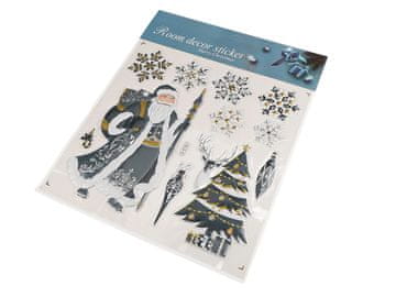 Božične nalepke 3D plastične nalepke za okna in vrata - modra temna Santa