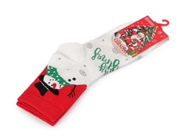 Ženske / dekliške božične nogavice - bel in rdeč snežak
