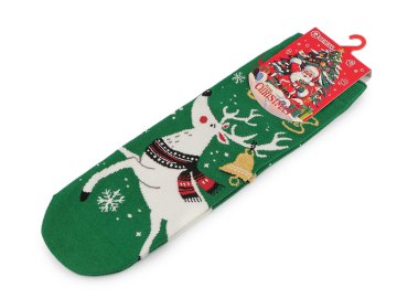 Ženske / dekliške božične nogavice - zeleni severni jelen