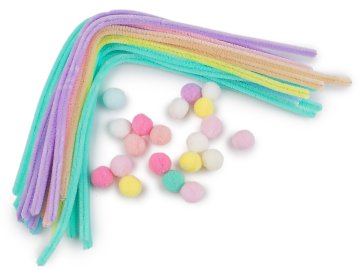 Ustvarjalni set kosmatih žic in pompomov pastelne barve - mešanica naključnih barv