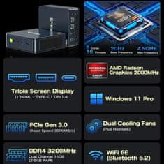 GMKtec računalnik mini PC M5 AMD Ryzen7 32GB RAM 1TB SSD NucBox črn