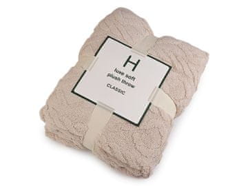 Plišasta odeja, kockasta 150x200 cm - svetlo bež