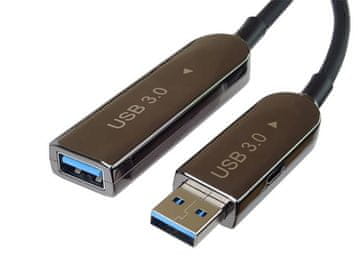 PremiumCord USB 3.2 A-A, M/F 20 m, podaljšek, optični AOC, črn