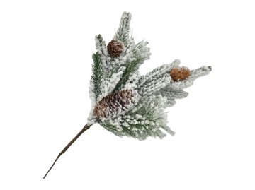 300 mm zasnežena vejica z borovimi storži