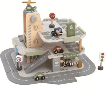 2Kids Toys Lesena garaža s cesto