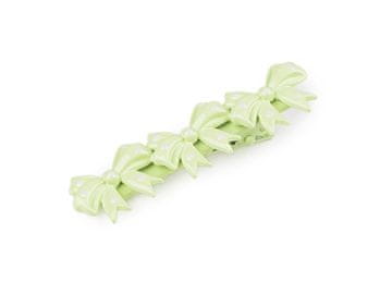 Kovinska sponka za lase lok, listi - zelen trak