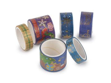 Komplet dekorativnih lepilnih trakov Washi Christmas - modri komplet