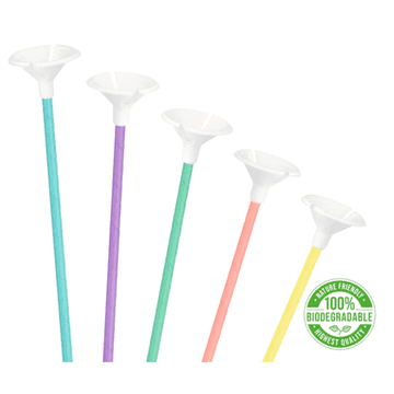 Eko papirnate palčke za balone pastelne barve 10 kosov - Party Pal