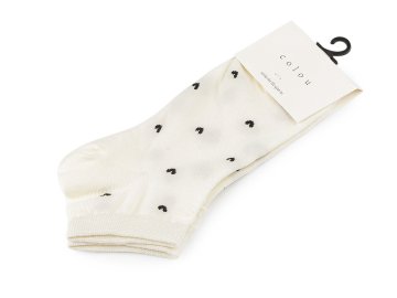 Ženske / dekliške bombažne gležnjarske nogavice - Cream Light Heart