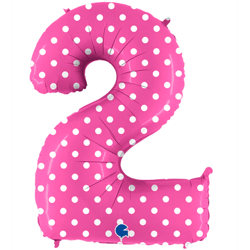 Napihljiv balon številka 2 roza s pikami 102 cm - Grabo