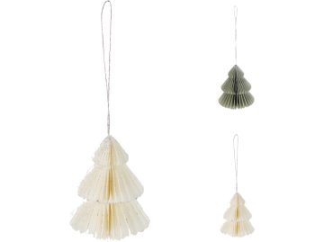 Papirnati okraski 80 mm božično drevo mix, zeleni, beli s srebrnimi bleščicami