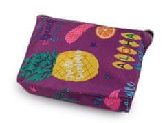 Zložljiva nakupovalna torba z zadrgo 39x40 cm - vijolični ananas