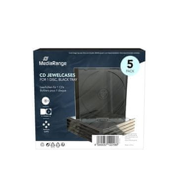 MediaRange Ovitek za 1 CD 10,4 mm črn - 5 kosov