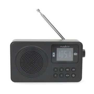 Nedis RDFM2225BK - FM radio | 2 W | Akumulatorsko napajanje / napajanje USB | Digitalno | 2 W | Velikost zaslona: 1,77 "