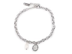 Zapestnica iz nerjavečega jekla, biser, biser - platina