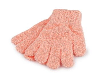 Otroške pletene frotirne rokavice - pudrasta lososova