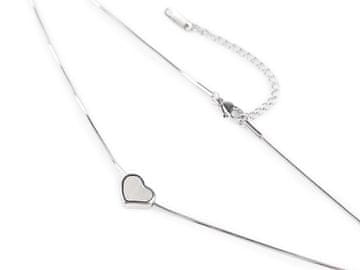 Srčna ogrlica iz nerjavečega jekla z biserom, platina