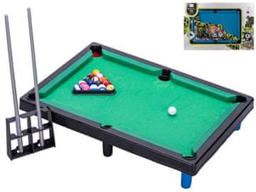 Biljardna miza 41,5x28,5 cm s palico 2 kosa in kroglami 16 kosov - mešanica barv (zelena, modra)