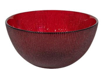 BLEŠČEČA RDEČA SKLEDA Z BLEŠČICAMI D15*7CM 0,5L