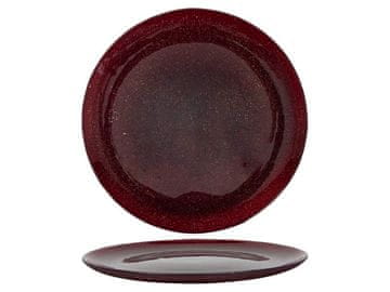 SIJAJNA RDEČA PLOŠČA Z BLEŠČICAMI, STEKLO D27X2CM