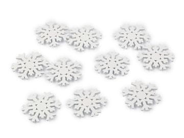 Lesena snežinka - bela (10 kosov)