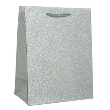 Božična vrečka, bleščice, srebrna, 33 x 26 x 12,5 c