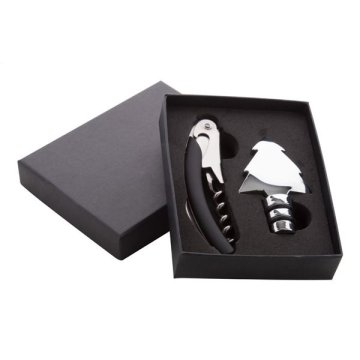 Set za vino z izvijačem in zamaškom, črna škatla