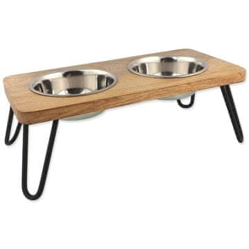 Dog Fantasy skleda iz nerjavečega jekla z lesenim stojalom, železne noge 2x450ml