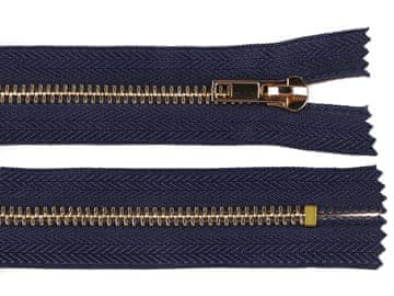 Kovinska zadrga št. 5 dolžine 16 cm (kavbojke) - modra temno zlata