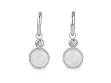 Uhani iz nerjavečega jekla, obročki s kamenčki in biserom - srebrni