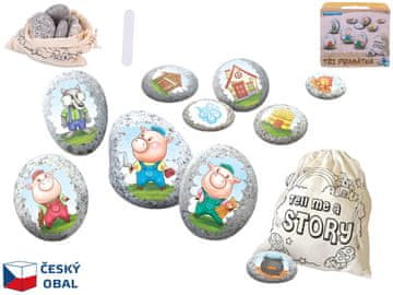 Trije prašički pravljični set kamnov z nalepko 10 kosov