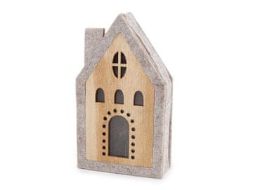 Hišica iz filca s svetlobo - sivo-beljasta