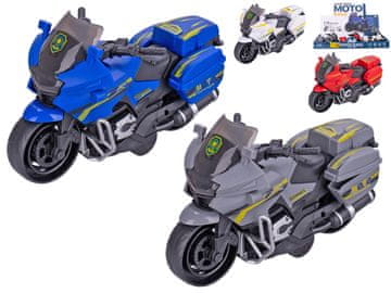 Policijsko motorno kolo 14 cm z vztrajnikom - mešanica barv (siva, modra, bela, rdeča)
