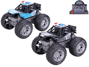 Velika kolesa policijskega avtomobila 13 cm na vztrajniku - mešanica barv (črna, modra)