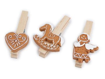 Veliki božični žebljički - medenjaki komplet 3 kosov - naravno rjavi