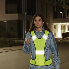 Hama odsevni telovnik za tekače/sprehajalce/kolesarje, žep z zadrgo, nastavljiva velikost, neonsko rumena