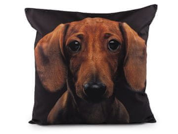 Žametna prevleka za vzglavnik pes, mačka 45x45 cm - črni pes