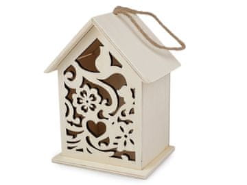 Viseča lesena hiška / škatla za slikanje - naravna St.