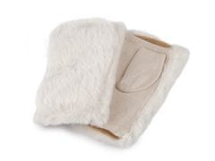 Ženske rokavice brez prstov s krznom - kremasta svetloba