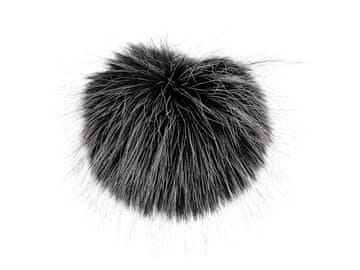 Kožuhovinasti pompom z zanko Ø12 cm - črno-bela