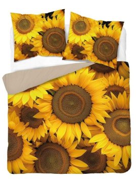 DETEXPOL Francosko posteljno perilo 3D Sunflowers micro Poliester - mikrovlakna, 220/200, 2x70/80 cm