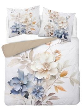 DETEXPOL Francosko posteljno perilo 3D Rože na beli barvi mikro Poliester - mikrovlakna, 220/200, 2x70/80 cm