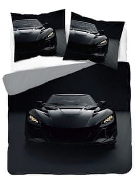 DETEXPOL Francosko posteljno perilo 3D Black car micro Polyester - mikrovlakna, 220/200, 2x70/80 cm
