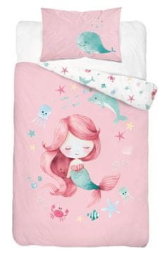 DETEXPOL Posteljnina za otroško posteljico Morska vila roza Bombaž, 100/135, 40/60 cm