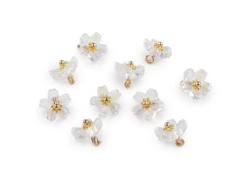 Plastične kroglice / obeski cvet za izdelavo nakita in obeskov Ø10 mm - prozorne AB (10 kosov)