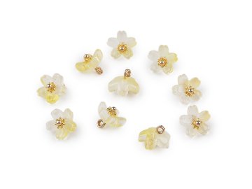 Plastične kroglice / obeski cvet za izdelavo nakita in obeskov Ø10 mm - krem svetlo (10 kosov)