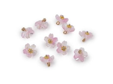 Plastične kroglice / obeski cvet za izdelavo nakita in obeskov Ø10 mm - roza (10 kosov)