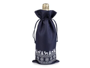 Božična darilna vrečka za steklenico 15x32 cm - temno modra