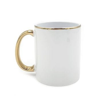 Skodelica IZAR bela, z zlatim robom in ročajem