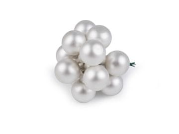 Božična steklena bučka na žici Ø2 cm - mat in sijaj - bela mat (12 kosov)